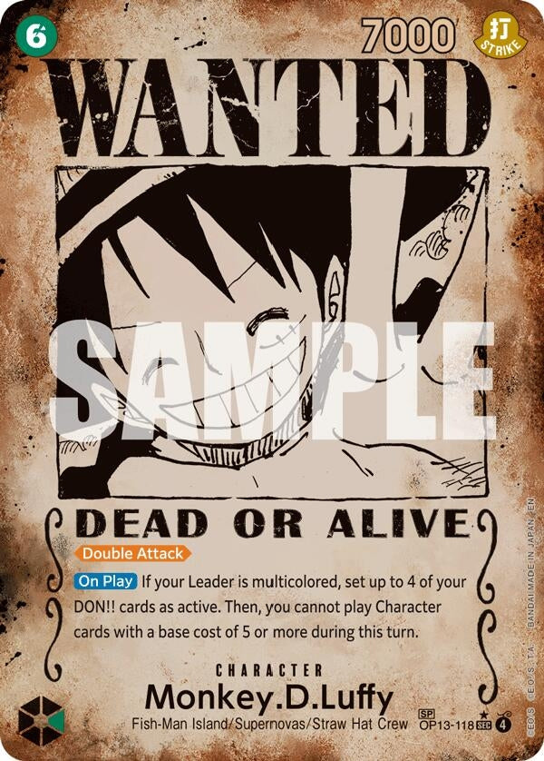 Image for Monkey.D.Luffy (118) (Wanted Poster) (OP13-118) - One Piece Card Game
