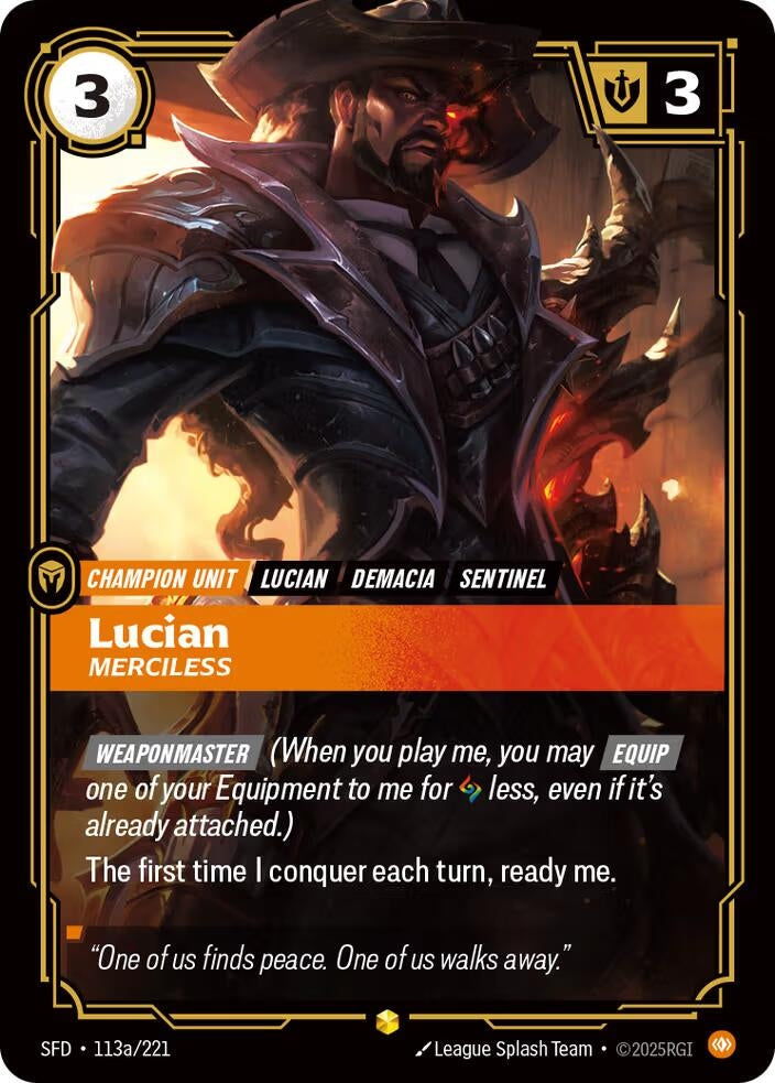 Image for Lucian - Merciless (Alternate Art) (113a/221) - Riftbound: League of Legends Trading Card Game