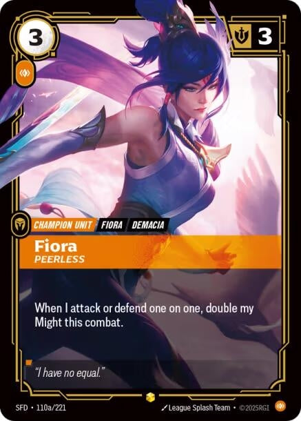 Image for Fiora - Peerless (Alternate Art) (110a/221) - Riftbound: League of Legends Trading Card Game