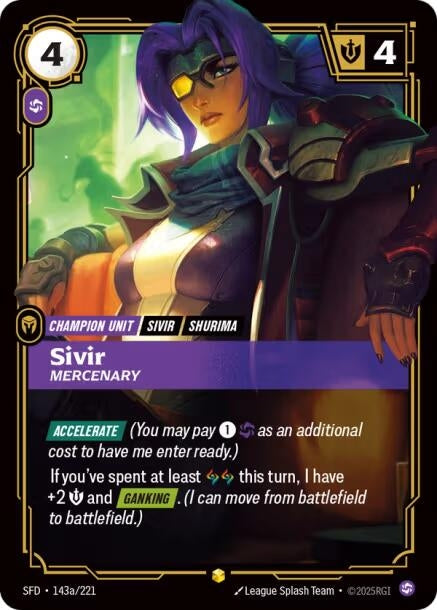 Image for Sivir - Mercenary (Alternate Art) (143a/221) - Riftbound: League of Legends Trading Card Game