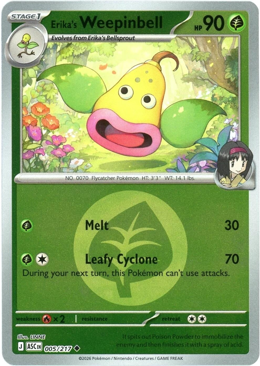 Image for Erika's Weepinbell (Energy Symbol Pattern) (005/217) - Pokemon