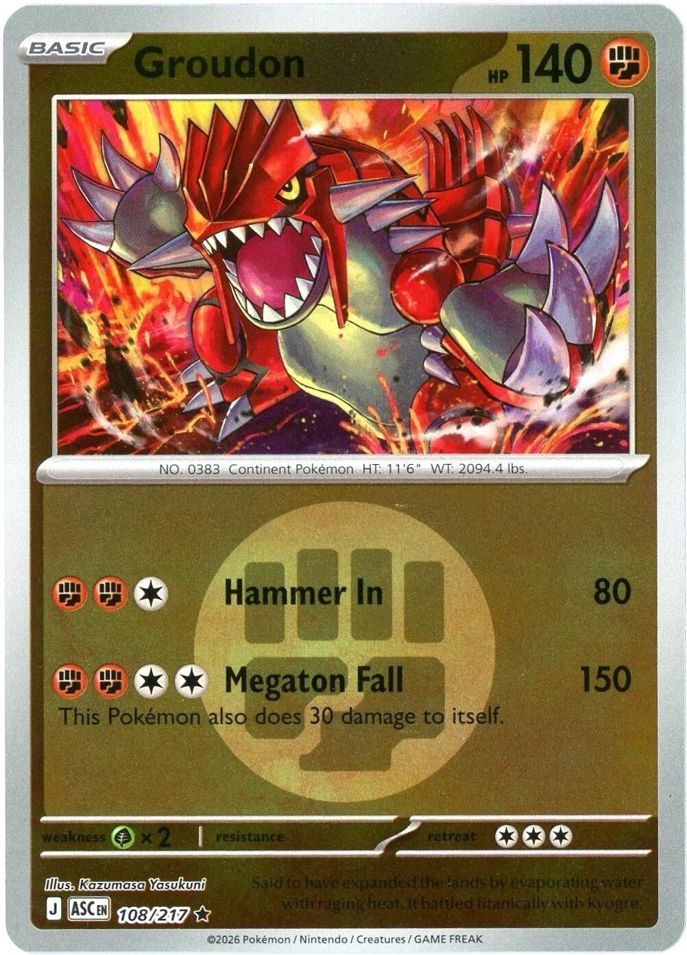 Image for Groudon (Energy Symbol Pattern) (108/217) - Pokemon