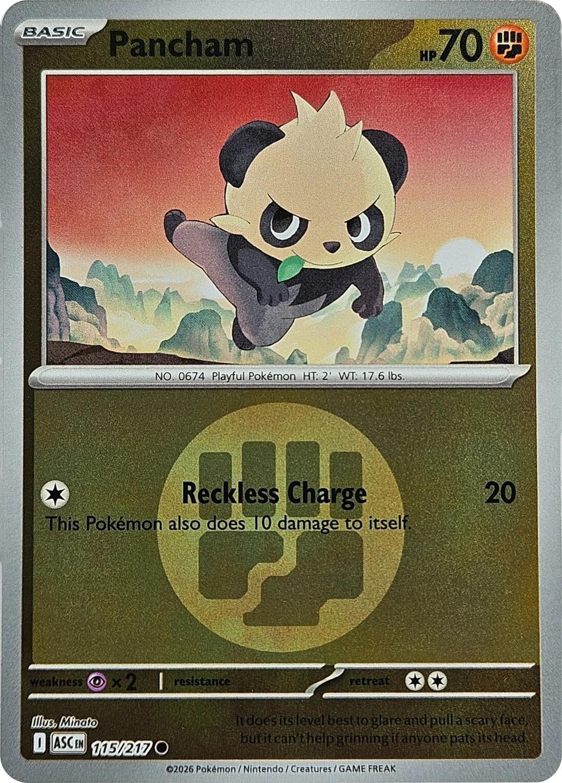 Image for Pancham (Energy Symbol Pattern) (115/217) - Pokemon