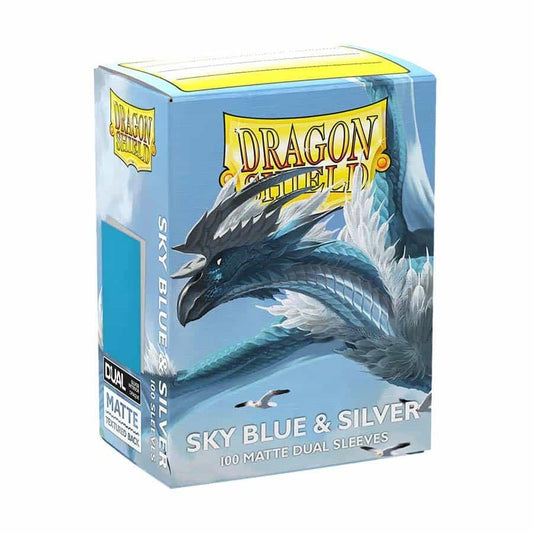 Image for Dragon Shield Dual Matte Standard Sleeves - Sky Blue & Silver (100 Pack) - Card Sleeves