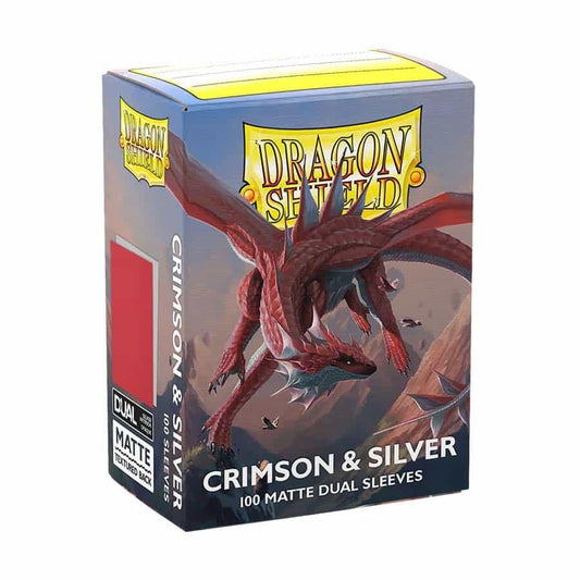 Image for Dragon Shield Dual Matte Standard Sleeves - Crimson & Silver (100 Pack) - Card Sleeves