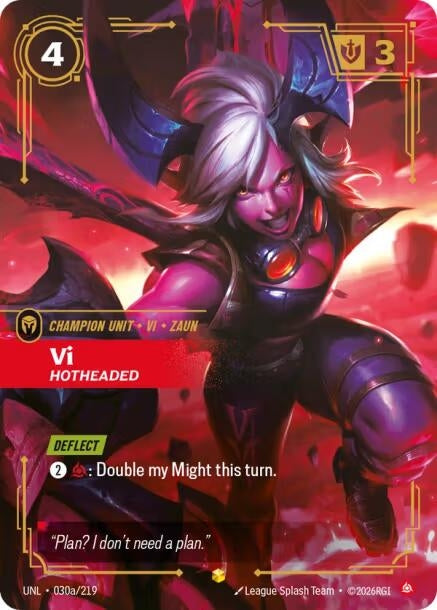 Image for Vi - Hotheaded (Alternate Art) (030a/219) - Riftbound: League of Legends Trading Card Game