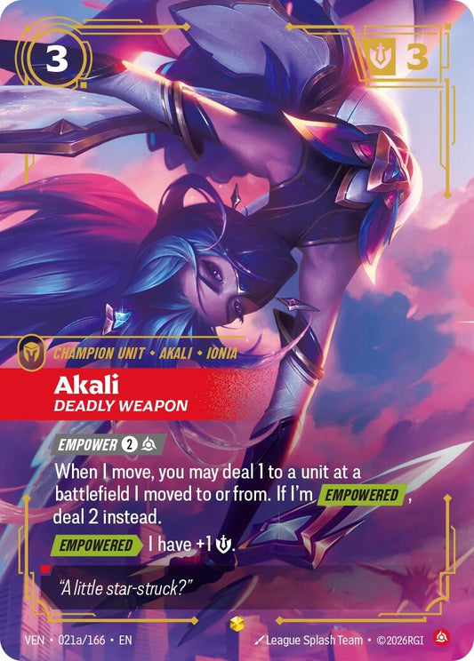Image for Akali, Deadly Weapon (Alternate Art) (021a/166) - Riftbound: League of Legends Trading Card Game