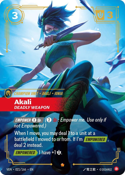 Image for Akali, Deadly Weapon (021/166) - Riftbound: League of Legends Trading Card Game