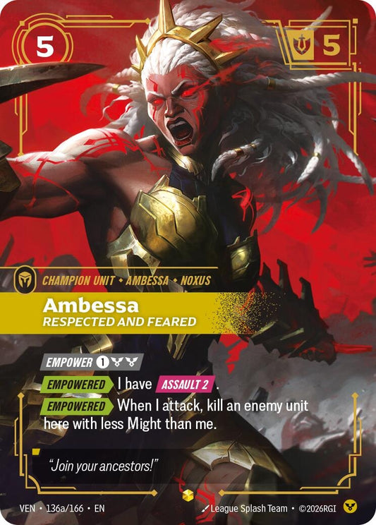 Image for Ambessa, Respected and Feared (Alternate Art) (136a/166) - Riftbound: League of Legends Trading Card Game