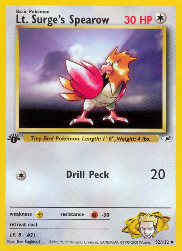 Image for Lt. Surge's Spearow (52) (052/132) - Pokemon