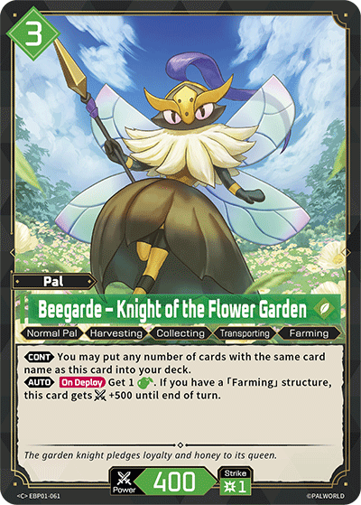 Image for Beegarde – Knight of the Flower Garden (EBP01-061) - Palworld Official Card Game