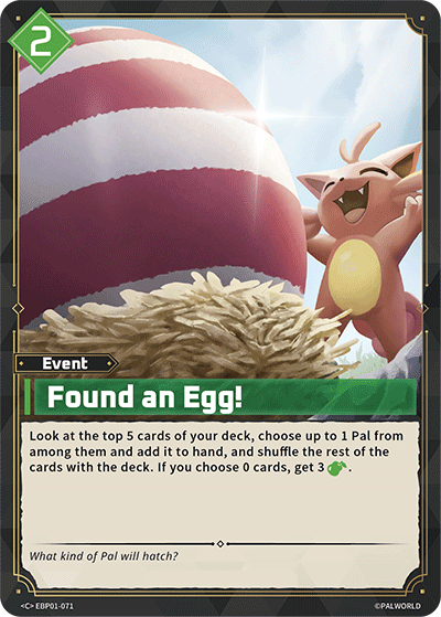 Image for Found an Egg! (EBP01-071) - Palworld Official Card Game