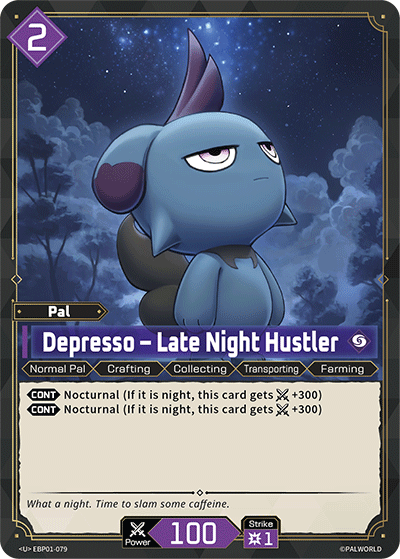 Image for Depresso – Late Night Hustler (EBP01-079) - Palworld Official Card Game