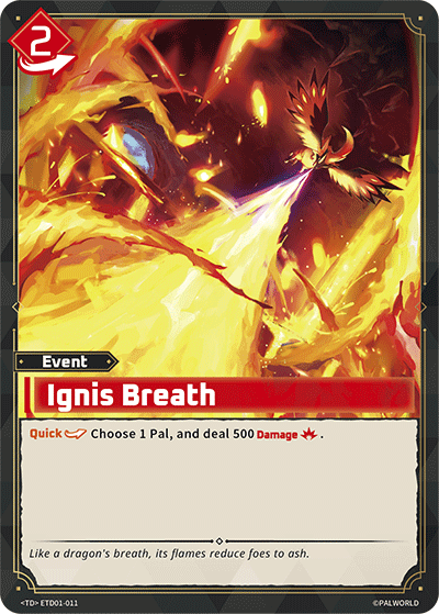 Image for Ignis Breath (ETD01-011) - Palworld Official Card Game